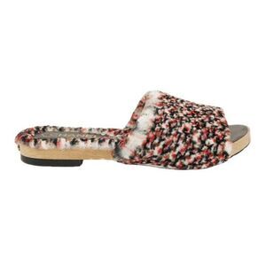 Chanel Orylag Fur and Lambskin Tweed Print Mules Size 40